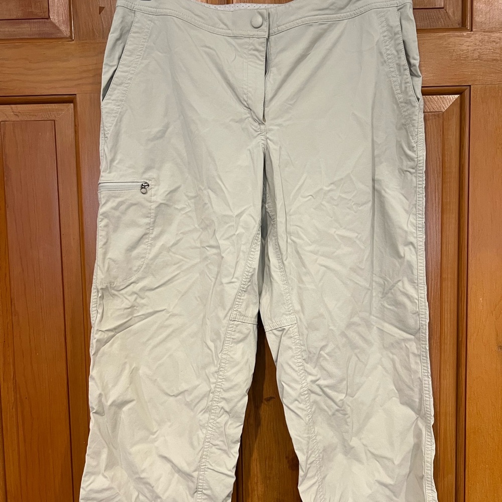 EUC L.L. Bean Comfort Trail Crop Hiking Light Tan Pants sz 12